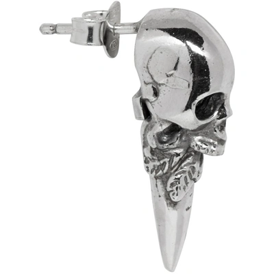 Shop Emanuele Bicocchi Silver Single Skull Horn Earring