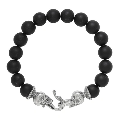 Shop Emanuele Bicocchi Black Stone Skull Bracelet