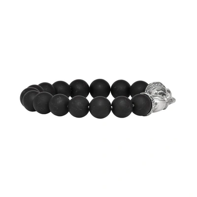 Shop Emanuele Bicocchi Black Stone Skull Bracelet