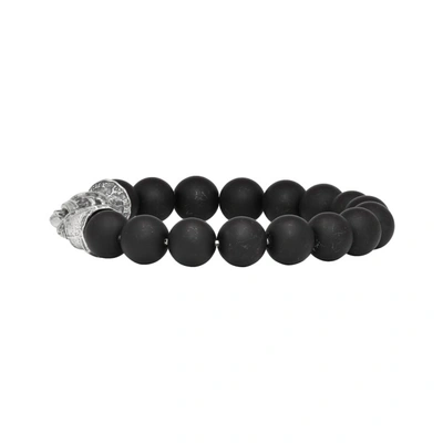 Shop Emanuele Bicocchi Black Stone Skull Bracelet