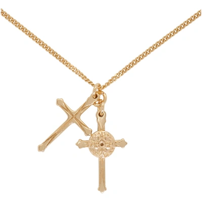 Shop Emanuele Bicocchi Ssense Exclusive Gold Double Cross Necklace