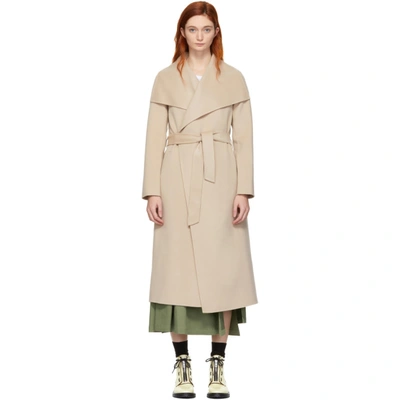 Shop Mackage Tan Wool Mai Wrap Coat In Sand