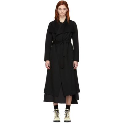 Shop Mackage Black Wool Mai Wrap Coat