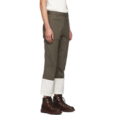 Shop Loewe Brown Wool Striped Fisherman Trousers In 3100 Brown
