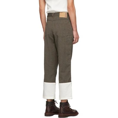 Shop Loewe Brown Wool Striped Fisherman Trousers In 3100 Brown