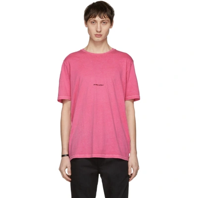 Shop Saint Laurent Pink Rive Gauche Logo T-shirt In 6469fuschia