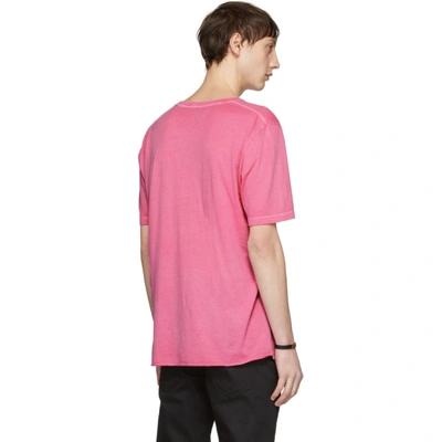 Shop Saint Laurent Pink Rive Gauche Logo T-shirt In 6469fuschia