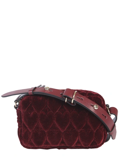 Shop Redv Red (v) Velvet Shoulder Bag In Bordeaux