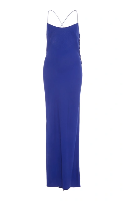 Shop Khaite Margot Slip Dress In Blue