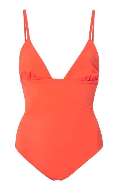 Shop Mara Hoffman Virginia Plunge One Piece Swimsuit In Orange