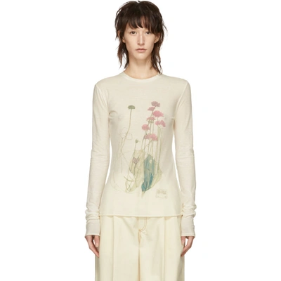 Shop Loewe Off-white Botanical Long Sleeve T-shirt In 2100 White