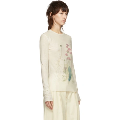 Shop Loewe Off-white Botanical Long Sleeve T-shirt In 2100 White