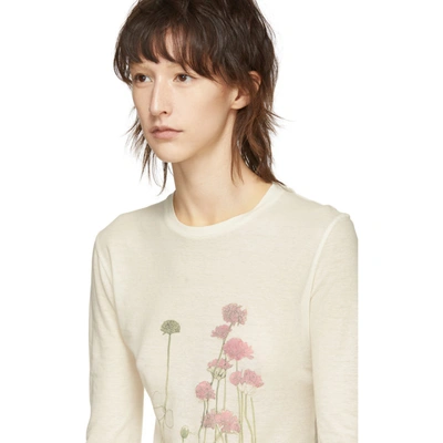 Shop Loewe Off-white Botanical Long Sleeve T-shirt In 2100 White