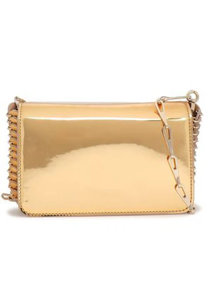 Shop Paco Rabanne Woman Embellished Mirrored Faux Patent-leather Clutch Gold