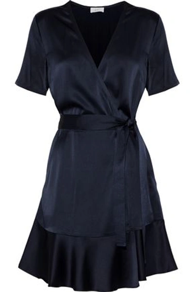 Shop A.l.c . Woman Micah Silk-satin Mini Wrap Dress Midnight Blue