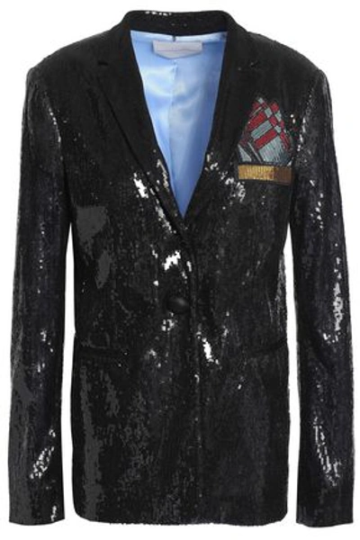 Shop Marco De Vincenzo Woman Sequined Tulle Blazer Black