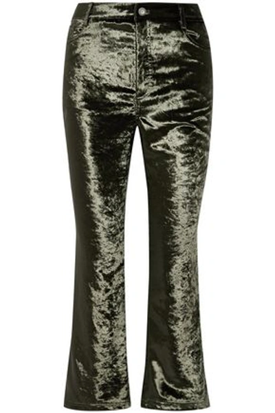 Shop Opening Ceremony Woman Crushed-velvet Kick-flare Pants Dark Green