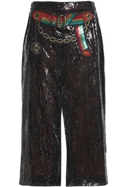 Shop Marco De Vincenzo Woman Sequined Tulle Midi Pencil Skirt Black