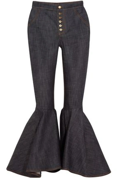 Shop Ellery Woman Hysteria Denim Flared Pants Dark Denim