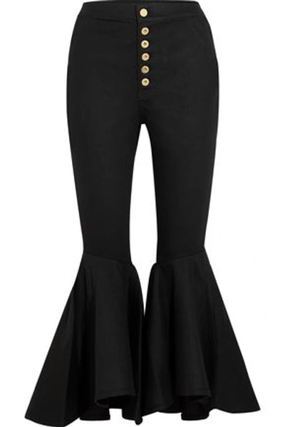 Shop Ellery Hysteria Button-detailed High-rise Flared Jeans In Black