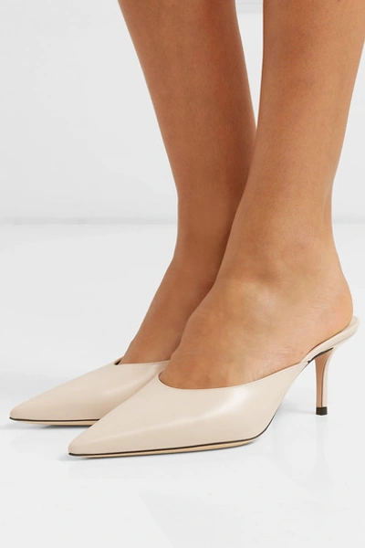 Shop Jimmy Choo Rav 65 Leather Mules In Ivory