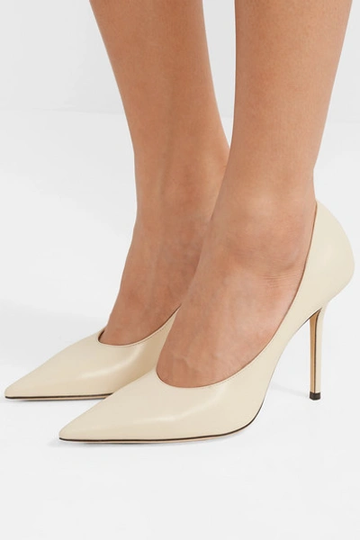 Shop Jimmy Choo Ava 100 Leather Pumps In Cream