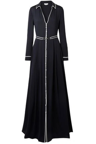 Shop Gabriela Hearst Woman Lempicka Pleated Silk-twill Maxi Dress Midnight Blue