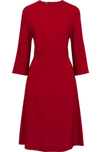Shop Mansur Gavriel Crepe Dress In Crimson
