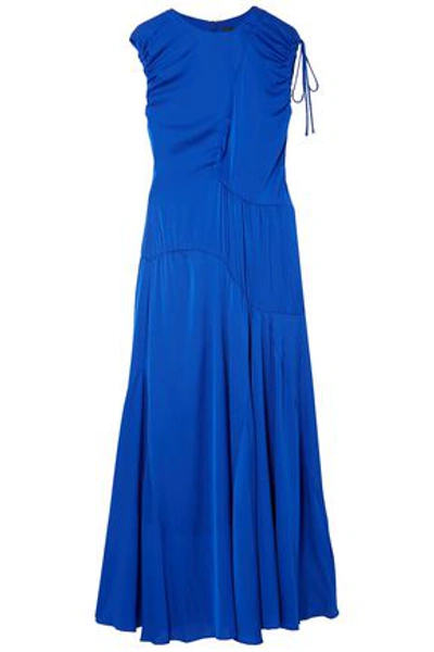 Shop Ellery Ruched Stretch-silk Maxi Dress In Cobalt Blue