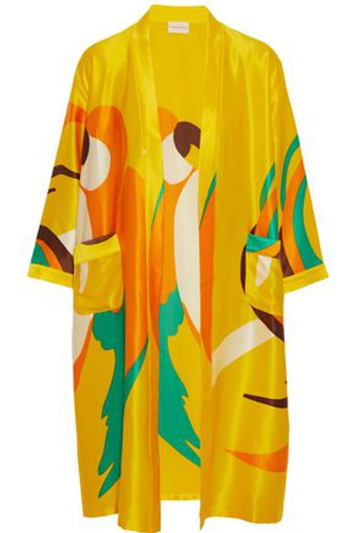 Shop Simon Miller Woman Owosso Printed Silk-satin Kimono Marigold