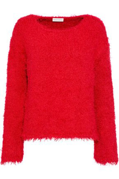 Shop Mansur Gavriel Woman Frayed Silk Sweater Red
