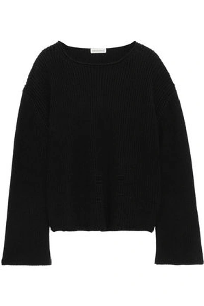 Shop Mansur Gavriel Woman Cotton And Silk-blend Sweater Black