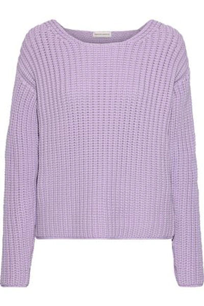 Shop Mansur Gavriel Woman Ribbed Cotton-blend Sweater Lavender