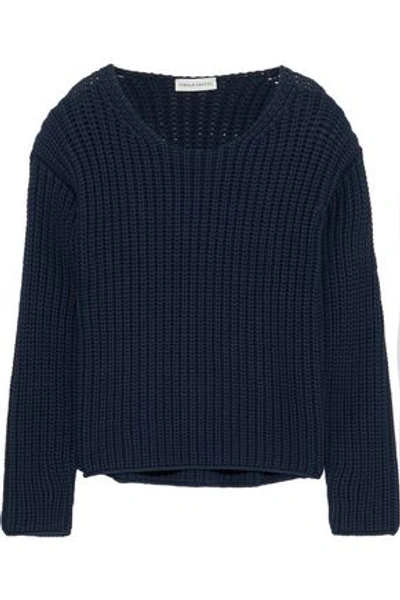 Shop Mansur Gavriel Woman Cotton-blend Sweater Navy