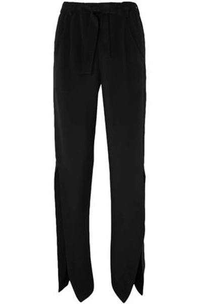 Shop Roland Mouret Woman Askern Silk Straight-leg Pants Black