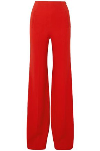 Shop Roland Mouret Woman Axon Stretch-crepe Wide-leg Pants Red