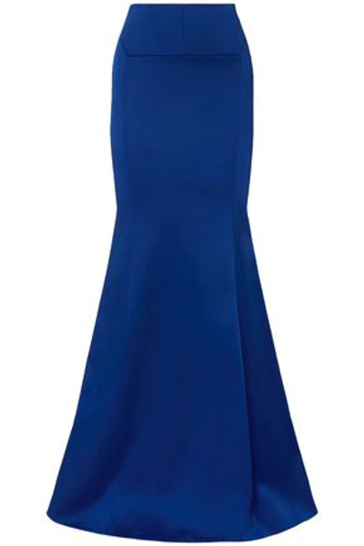 Shop Roland Mouret Woman Aries Duchesse-satin Maxi Skirt Cobalt Blue