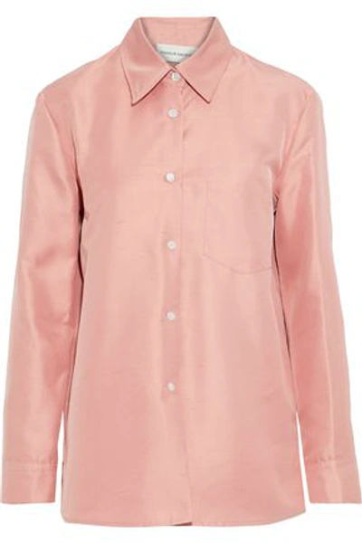 Shop Mansur Gavriel Woman Silk-shantung Shirt Blush