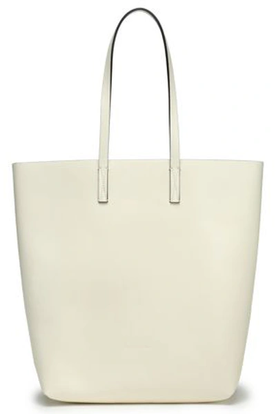 Shop Marni Textured-leather Tote In Off-white