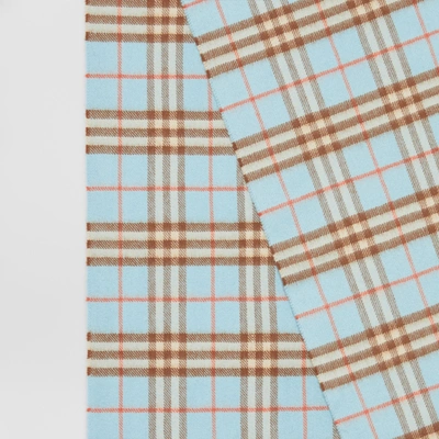 Shop Burberry The Classic Vintage Check Cashmere Scarf In Pale Peridot Blue