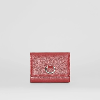 Shop Burberry Small D-ring Leather Wallet In Crimson
