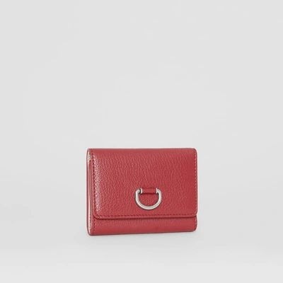 Shop Burberry Small D-ring Leather Wallet In Crimson