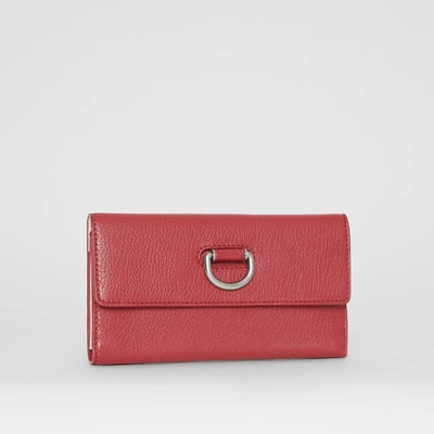 Shop Burberry D-ring Grainy Leather Continental Wallet In Crimson