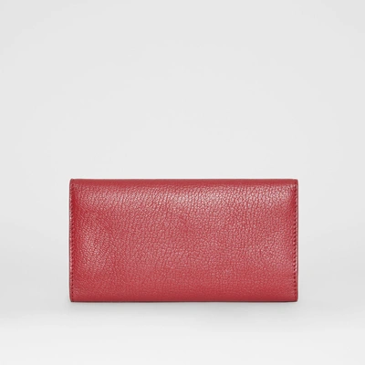 Shop Burberry D-ring Grainy Leather Continental Wallet In Crimson