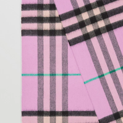 Shop Burberry The Classic Check Cashmere Scarf In Pale Heather