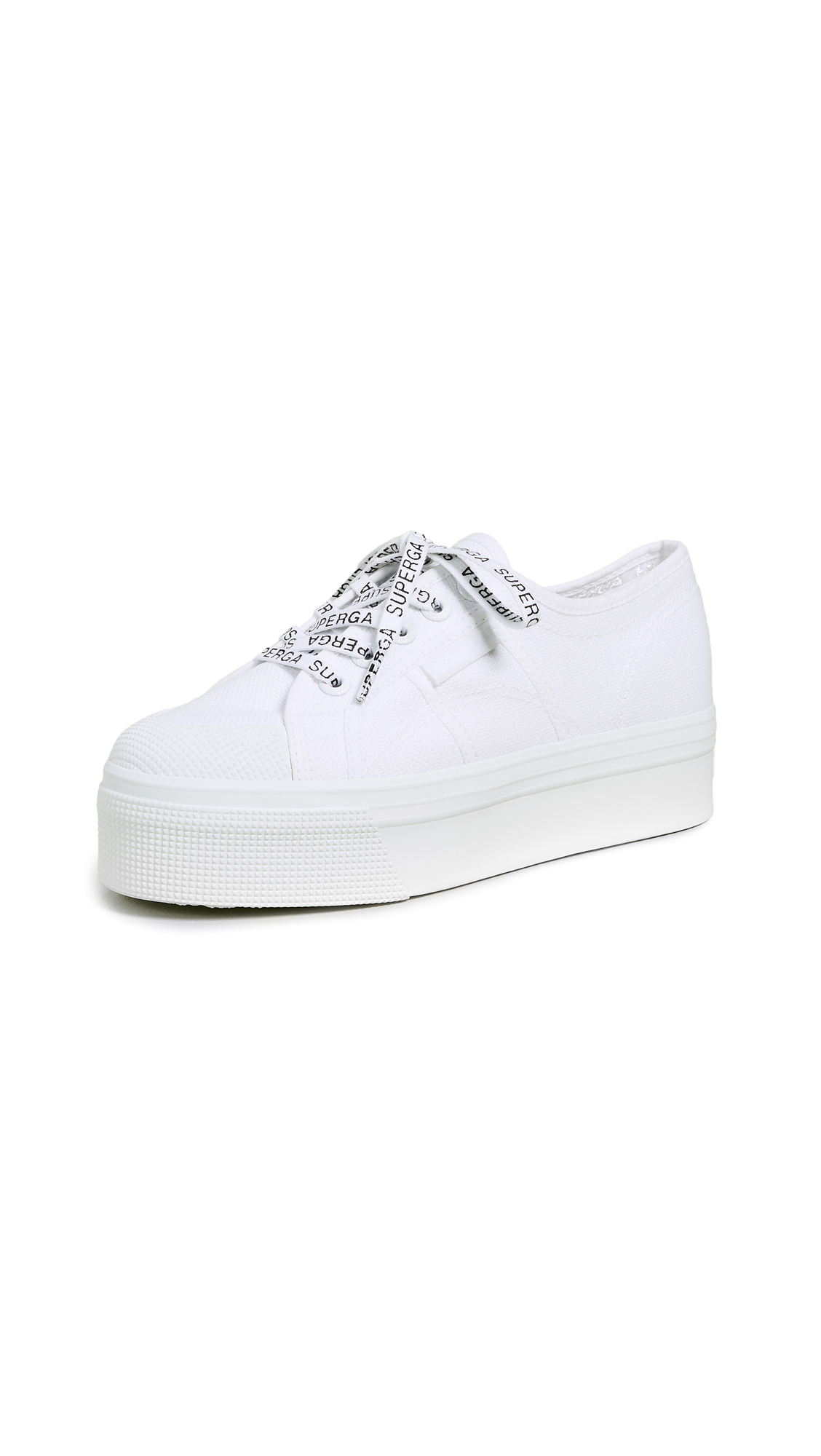 superga classic platform trainers in white
