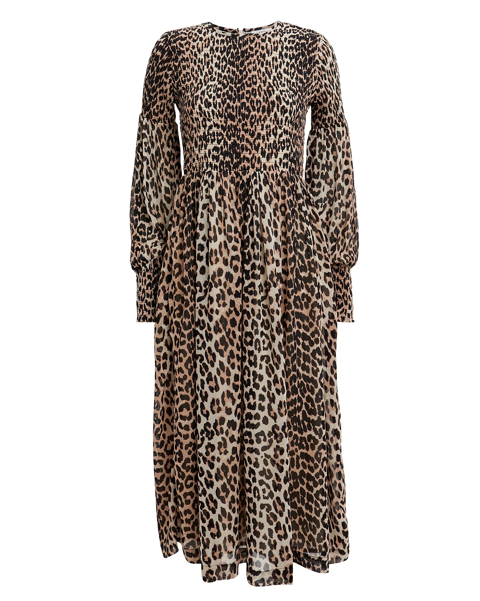 ganni mullin leopard dress