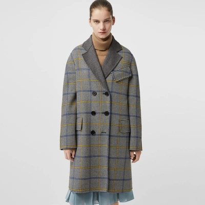 Shop Burberry Double-faced Check Wool Cashmere Coat In Parchment