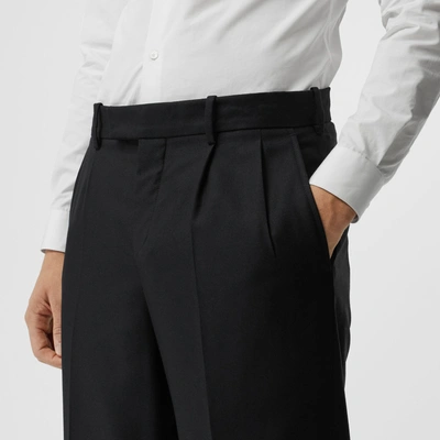 Shop Burberry Wool Mohair Wide-leg Tailored Trousers In Black