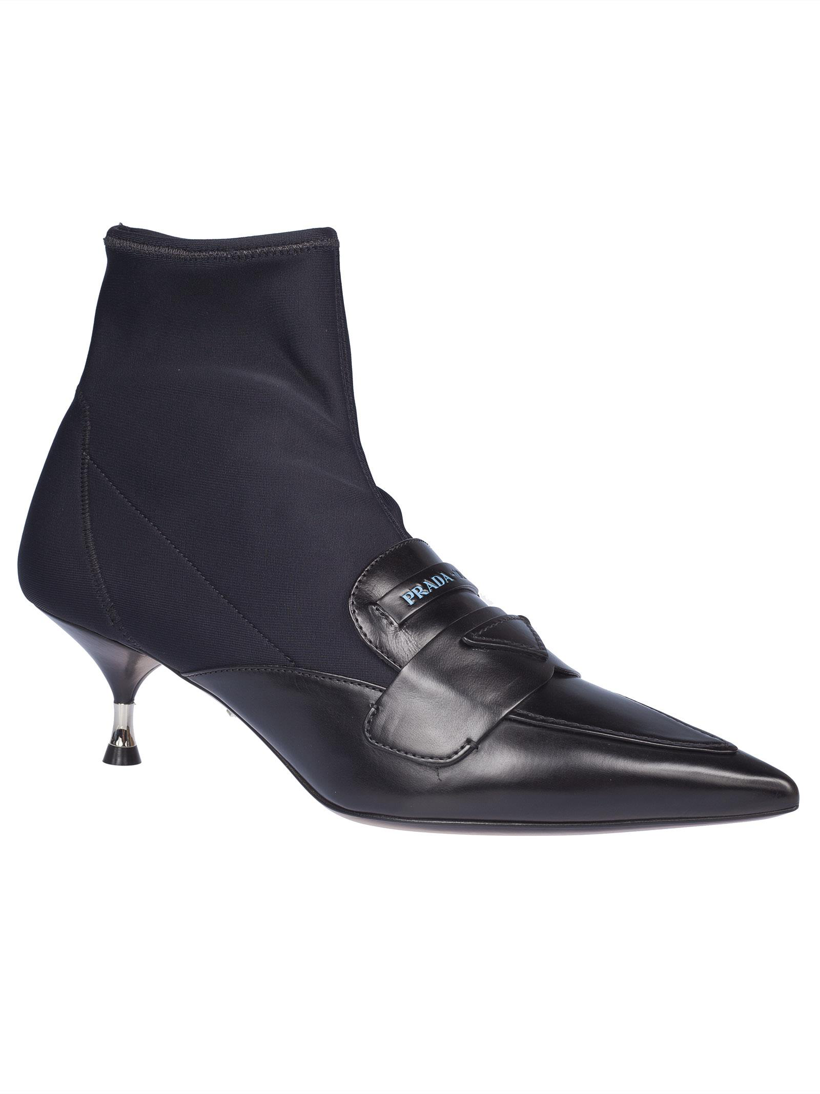 prada leather and neoprene ankle boots